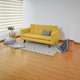 Sofá Manila Mostaza Dicosta y Matiz Wengue 153x80cm de Dos Puestos sin Apoya Brazos