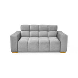 Sofá Miami Gris Sky y Matiz Caoba 171x81cm de Dos Puestos con Apoya Brazos