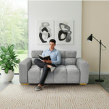 Sofá Miami Gris Sky y Matiz Caoba 171x81cm de Dos Puestos con Apoya Brazos