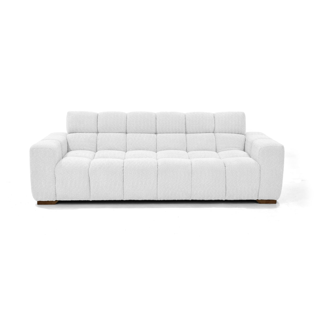 Sofá Cama Miami Blanco Shaggy y Matiz Caoba 228x78cm de Tres Puestos Reclinable con Apoya Brazos