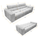 Sofá Cama Miami Plata Shaggy y Matiz Caoba 228x78cm de Tres Puestos Reclinable con Apoya Brazos