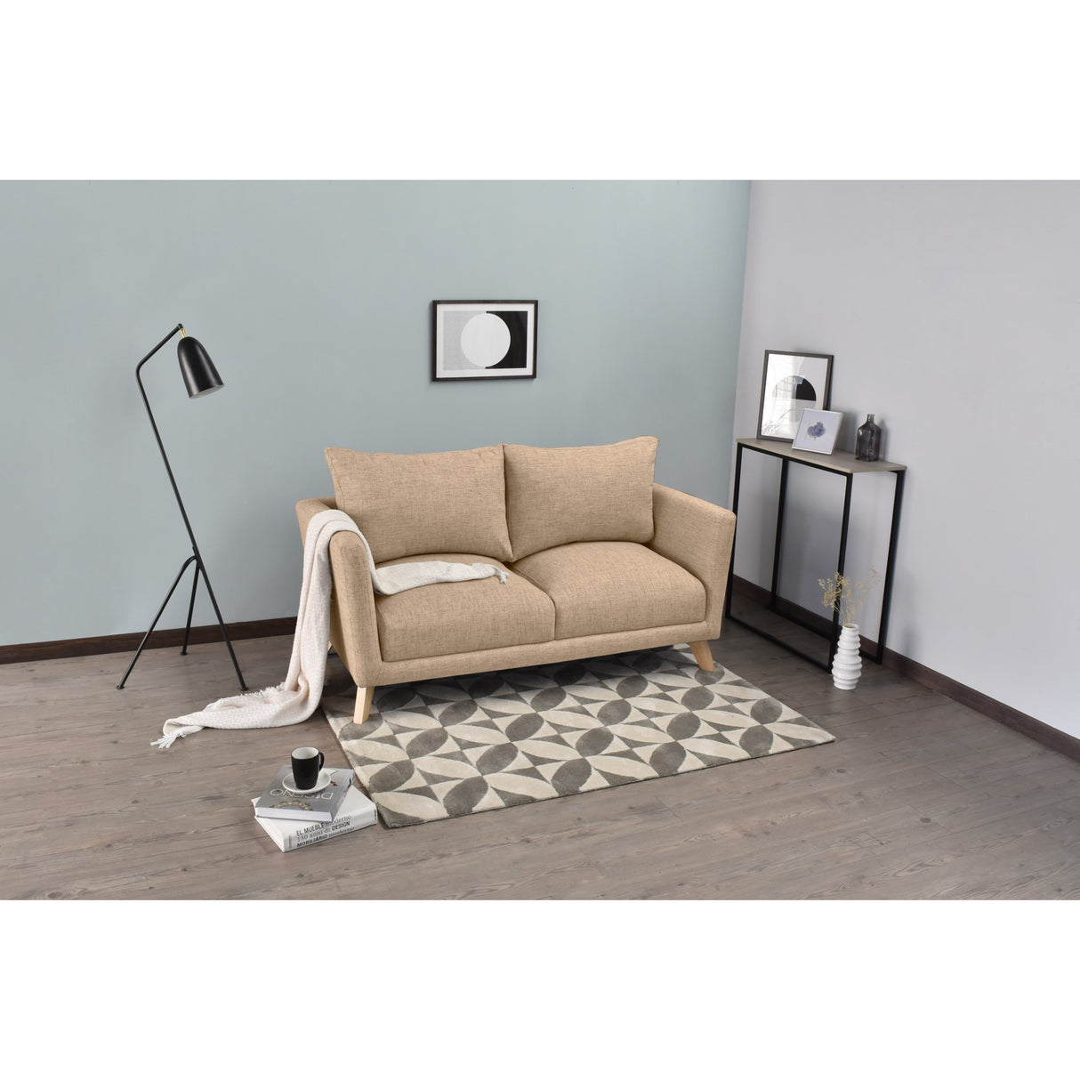 Sofá Montecarlo Beige Dicosta y Matiz Natural 170x90cm de Tres Puestos con Apoya Brazos