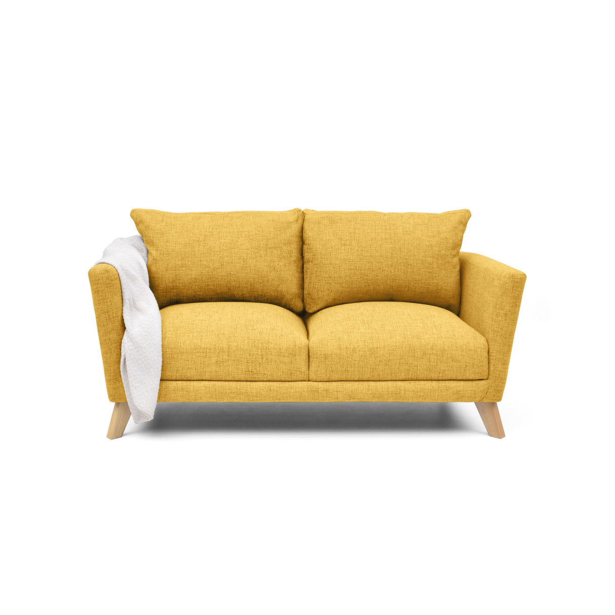 Sofá Montecarlo Mostaza Dicosta y Matiz Natural 170x90cm de Tres Puestos con Apoya Brazos