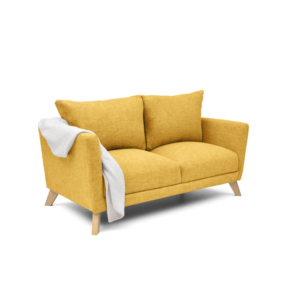 Sofá Montecarlo Mostaza Dicosta y Matiz Natural 170x90cm de Tres Puestos con Apoya Brazos