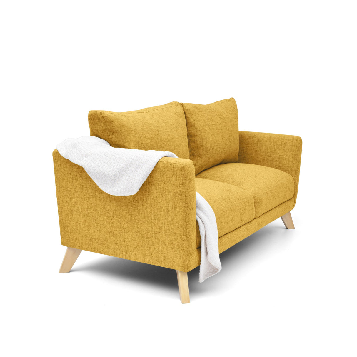 Sofá Montecarlo Mostaza Dicosta y Matiz Natural 170x90cm de Tres Puestos con Apoya Brazos