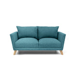 Sofá Montecarlo Petróleo Eureka y Matiz Natural 170x90cm de Tres Puestos con Apoya Brazos