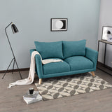 Sofá Montecarlo Petróleo Eureka y Matiz Natural 170x90cm de Tres Puestos con Apoya Brazos