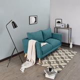 Sofá Montecarlo Petróleo Eureka y Matiz Natural 170x90cm de Tres Puestos con Apoya Brazos
