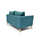 Sofá Montecarlo Petróleo Eureka y Matiz Natural 170x90cm de Tres Puestos con Apoya Brazos