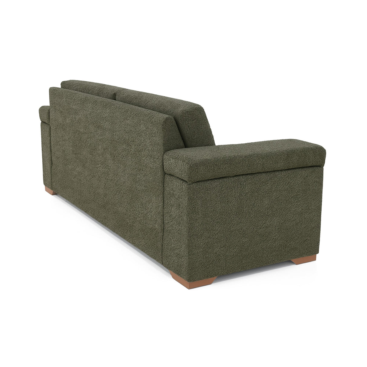 Sofá Montenegro Verde Shaggy y Matiz Caoba 207x82cm de Tres Puestos con Apoya Brazos