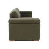 Sofá Montenegro Verde Shaggy y Matiz Caoba 207x82cm de Tres Puestos con Apoya Brazos