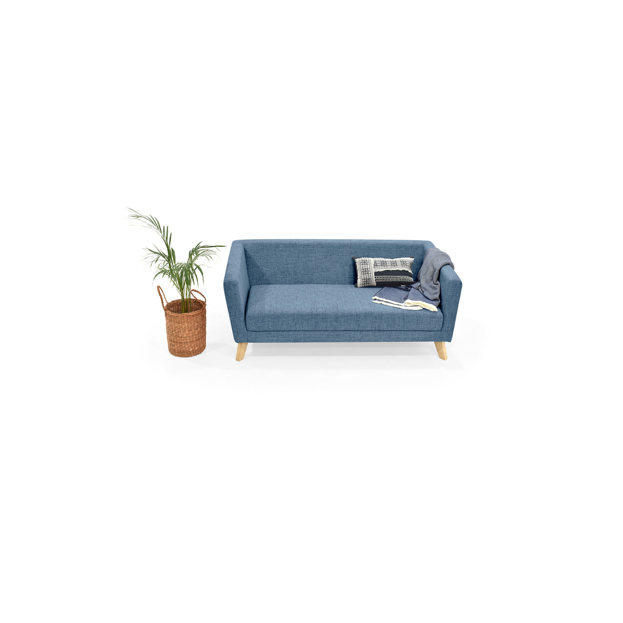 Sofá Montreal Índigo Dicosta y Matiz Natural 170x68cm de Tres Puestos sin Apoya Brazos