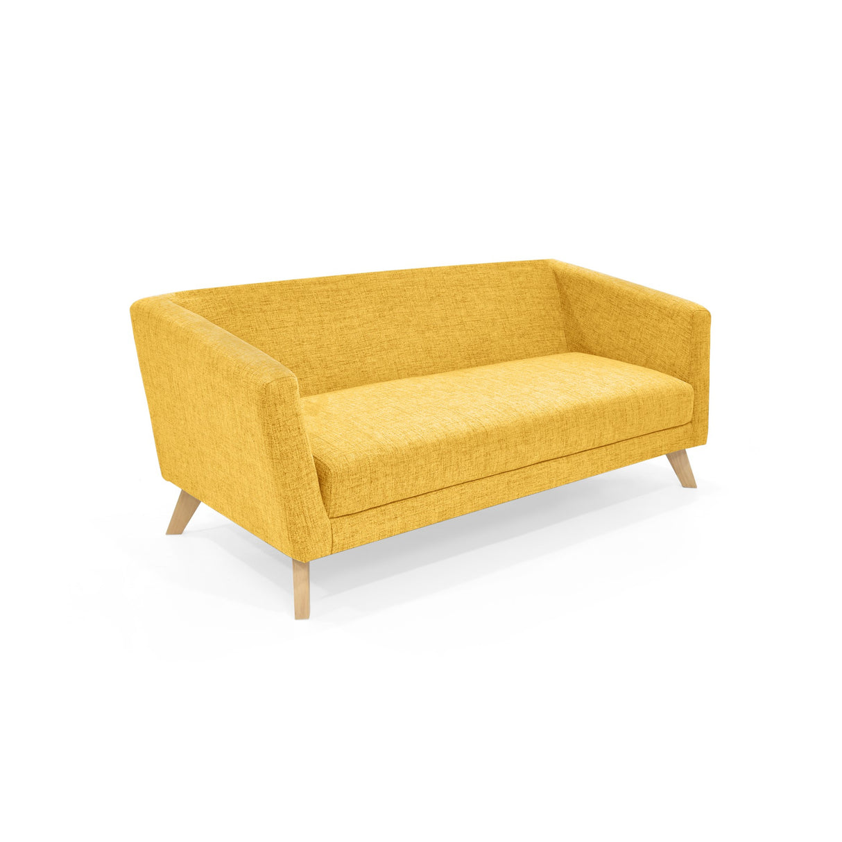 Sofá Montreal Mostaza Dicosta y Matiz Natural 170x68cm de Tres Puestos sin Apoya Brazos