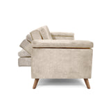 Sofá Cama Moretto Beige Sky y Matiz Caoba 230x82cm de Tres Puestos Reclinable sin Apoya Brazos