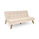 Sofá Cama Morrison Beige Sky y Matiz Caoba 174x80cm de Tres Puestos Reclinable sin Apoya Brazos