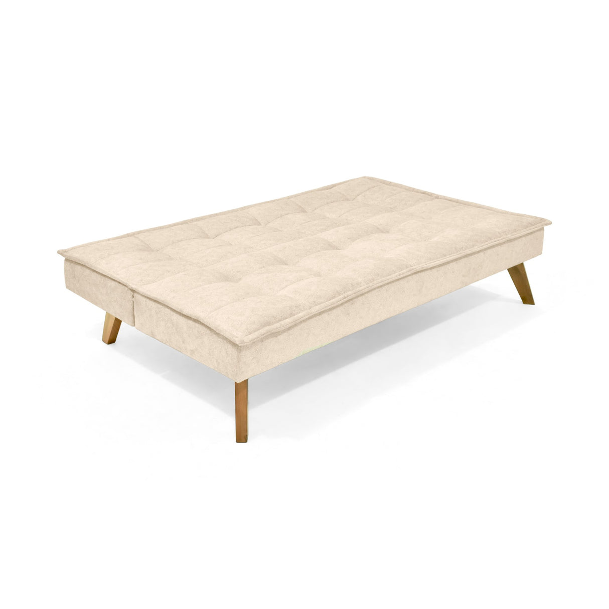 Sofá Cama Morrison Beige Sky y Matiz Caoba 174x80cm de Tres Puestos Reclinable sin Apoya Brazos