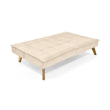 Sofá Cama Morrison Beige Sky y Matiz Caoba 174x80cm de Tres Puestos Reclinable sin Apoya Brazos