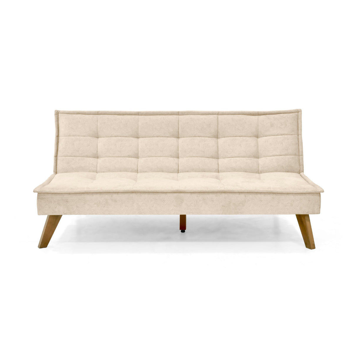 Sofá Cama Morrison Beige Sky y Matiz Caoba 174x80cm de Tres Puestos Reclinable sin Apoya Brazos