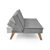 Sofá Cama Morrison Gris Sky y Matiz Caoba 174x80cm de Tres Puestos Reclinable sin Apoya Brazos