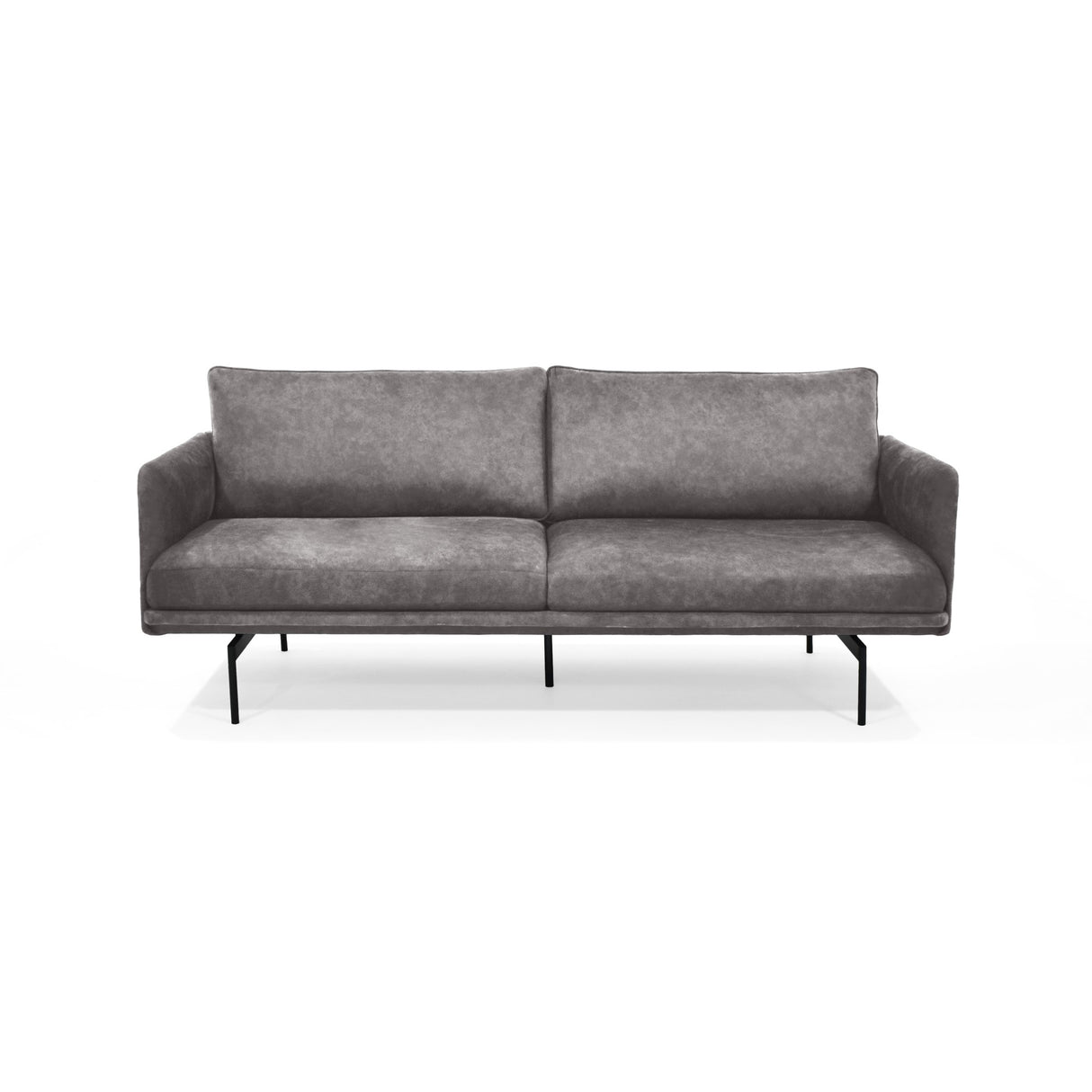 Sofá Mubi Taupe Sky y Metálico Negro 197x82cm de Tres Puestos con Apoya Brazos