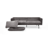 Sofá Mubi Taupe Sky y Metálico Negro 197x82cm de Tres Puestos con Apoya Brazos