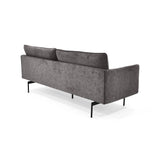 Sofá Mubi Taupe Sky y Metálico Negro 197x82cm de Tres Puestos con Apoya Brazos