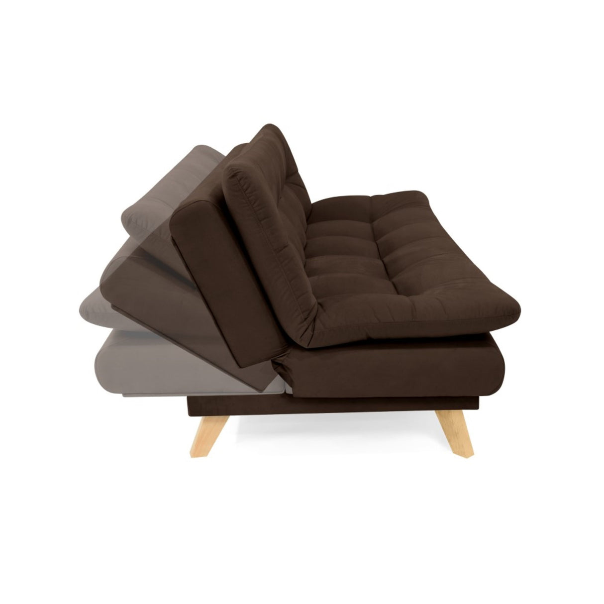 Sofá Cama Munich Chocolate Denver y Matiz Natural 180x85cm de Tres Puestos Reclinable sin Apoya Brazos