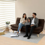 Sofá Cama Munich Chocolate Denver y Matiz Natural 180x85cm de Tres Puestos Reclinable sin Apoya Brazos
