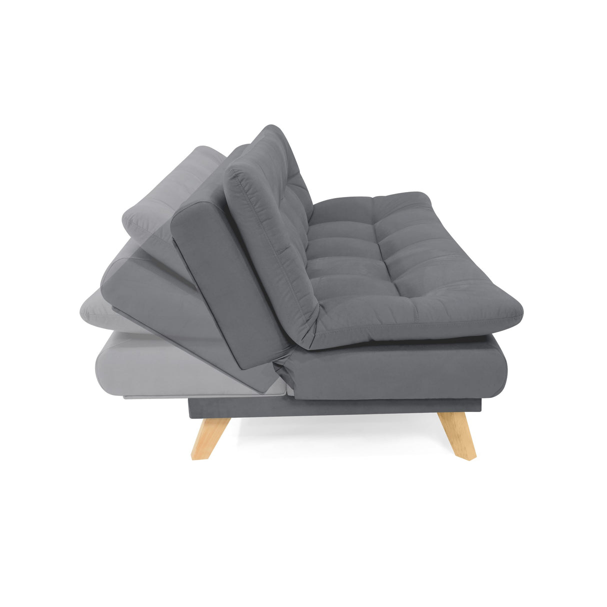 Sofá Cama Munich Gris Denver y Matiz Natural 180x85cm de Tres Puestos Reclinable sin Apoya Brazos