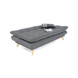 Sofá Cama Munich Gris Denver y Matiz Natural 180x85cm de Tres Puestos Reclinable sin Apoya Brazos