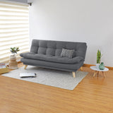 Sofá Cama Munich Gris Denver y Matiz Natural 180x85cm de Tres Puestos Reclinable sin Apoya Brazos