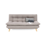 Sofá Cama Munich Taupe Denver y Matiz Natural 180x85cm de Tres Puestos Reclinable sin Apoya Brazos