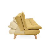 Sofá Cama Munich Mostaza Dicosta y Matiz Natural 180x85cm de Tres Puestos Reclinable sin Apoya Brazos