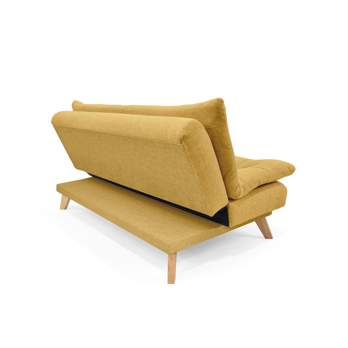 Sofá Cama Munich Mostaza Dicosta y Matiz Natural 180x85cm de Tres Puestos Reclinable sin Apoya Brazos