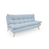 Sofá Cama Munich Plata Eureka y Matiz Natural 180x85cm de Tres Puestos Reclinable sin Apoya Brazos