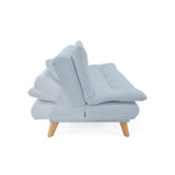 Sofá Cama Munich Plata Eureka y Matiz Natural 180x85cm de Tres Puestos Reclinable sin Apoya Brazos