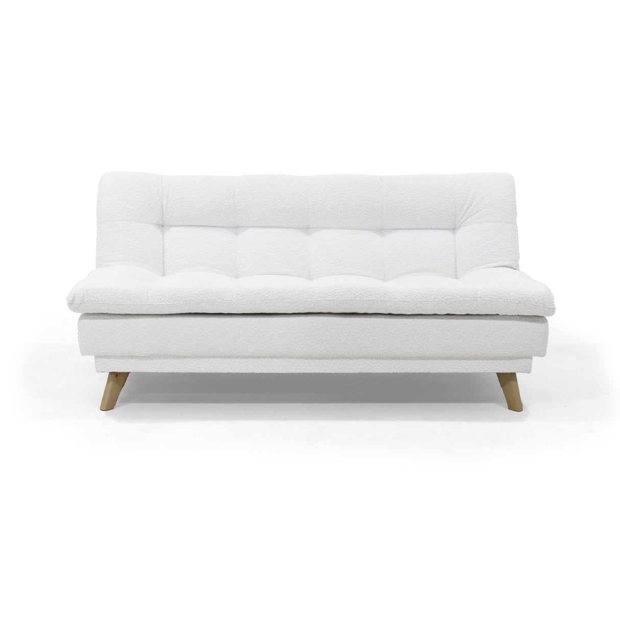 Sofá Cama Munich Blanco Shaggy y Matiz Natural 180x85cm de Tres Puestos Reclinable sin Apoya Brazos