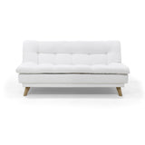 Sofá Cama Munich Blanco Shaggy y Matiz Natural 180x85cm de Tres Puestos Reclinable sin Apoya Brazos