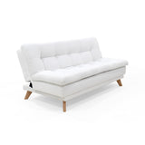 Sofá Cama Munich Blanco Shaggy y Matiz Natural 180x85cm de Tres Puestos Reclinable sin Apoya Brazos