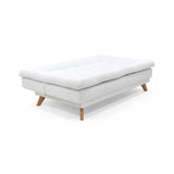 Sofá Cama Munich Blanco Shaggy y Matiz Natural 180x85cm de Tres Puestos Reclinable sin Apoya Brazos