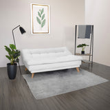 Sofá Cama Munich Blanco Shaggy y Matiz Natural 180x85cm de Tres Puestos Reclinable sin Apoya Brazos