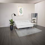 Sofá Cama Munich Blanco Shaggy y Matiz Natural 180x85cm de Tres Puestos Reclinable sin Apoya Brazos