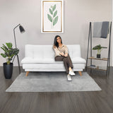Sofá Cama Munich Blanco Shaggy y Matiz Natural 180x85cm de Tres Puestos Reclinable sin Apoya Brazos