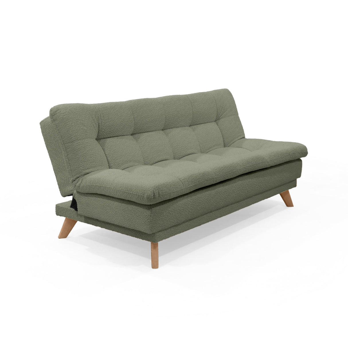 Sofá Cama Munich Verde Shaggy y Matiz Natural 180x85cm de Tres Puestos Reclinable sin Apoya Brazos