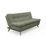 Sofá Cama Munich Verde Shaggy y Matiz Natural 180x85cm de Tres Puestos Reclinable sin Apoya Brazos