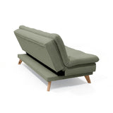 Sofá Cama Munich Verde Shaggy y Matiz Natural 180x85cm de Tres Puestos Reclinable sin Apoya Brazos
