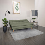 Sofá Cama Munich Verde Shaggy y Matiz Natural 180x85cm de Tres Puestos Reclinable sin Apoya Brazos