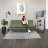 Sofá Cama Munich Verde Shaggy y Matiz Natural 180x85cm de Tres Puestos Reclinable sin Apoya Brazos