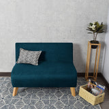 Sofá Nova Azul Duster y Matiz Natural 100x70cm de Dos Puestos sin Apoya Brazos