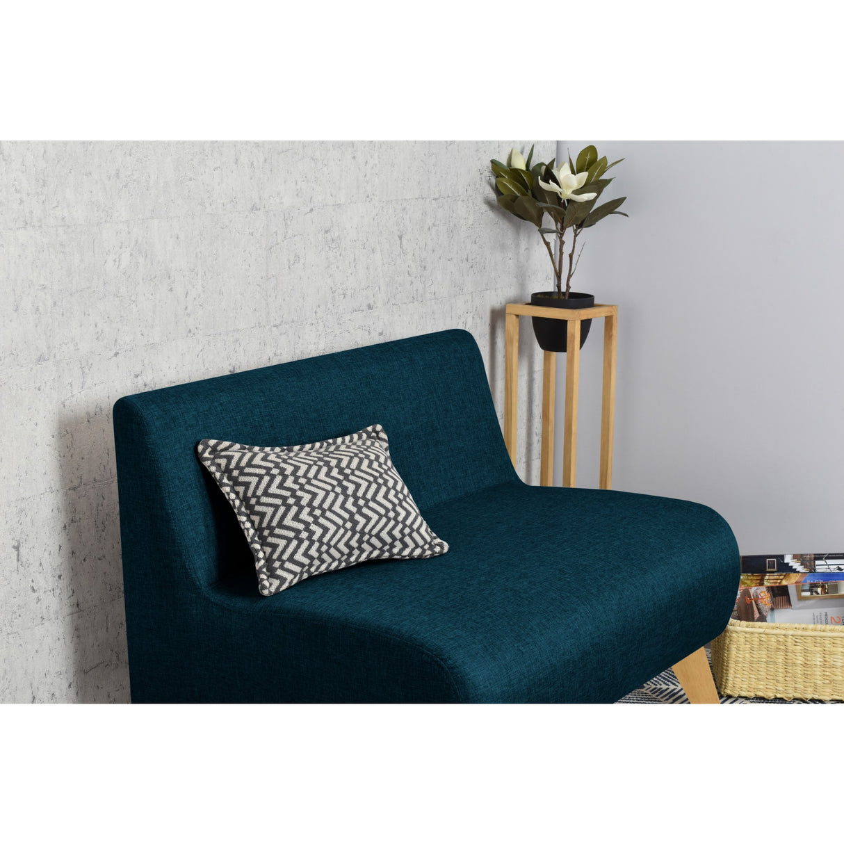 Sofá Nova Azul Duster y Matiz Natural 100x70cm de Dos Puestos sin Apoya Brazos